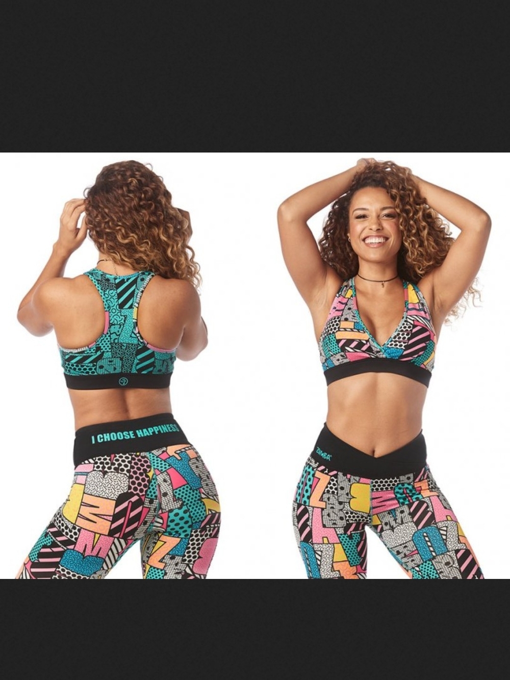I Want My Zumba Fitness Teal Pink Sports Bra Sz Medium Marvelous V-neck